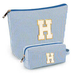 Mibasies 2-pcs initial makeup bags bundle front view for organized travel storage