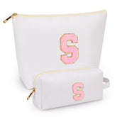 Mibasies pink 2pc initial makeup bags offer compact travel storage and easy access