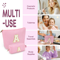 Mibasies 2pcs makeup bags 8.5x2.56x3.54 inches compact storage