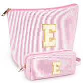 Mibasies initial makeup bag pink front view for on-the-go touch-ups