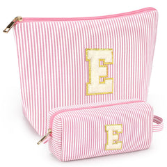 Mibasies initial makeup bag pink front view for on-the-go touch-ups