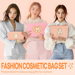 Mibasies initial makeup bags orange-m two-pack size comparison for versatile organization