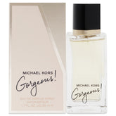 Michael Kors Gorgeous! bottle front reveals elegant glass design for confident moments.