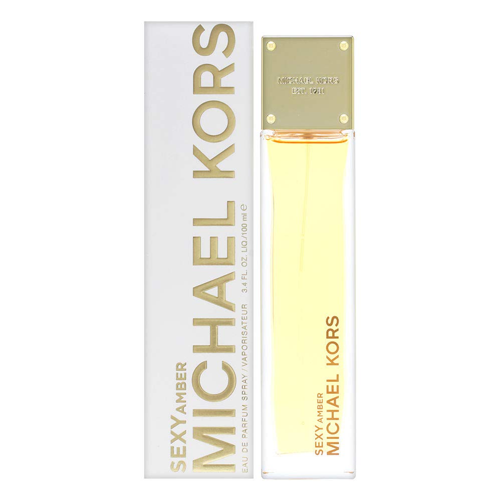 Michael Kors Sexy Amber bottle with warm amber glow, ideal for evening date-night fragrance