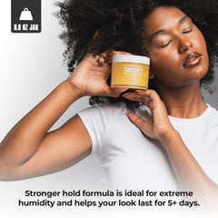 MICHE gel defies humidity with frizz-free curl definition.
