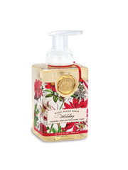Michel Design Works foaming hand soap in holiday pump dispenser provides gentle cleansing with shea butter and aloe