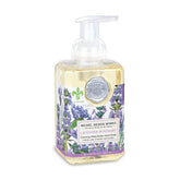 Michel Design Works Lavender Rosemary foaming soap bottle offers a soothing, luxurious hand-washing experience.