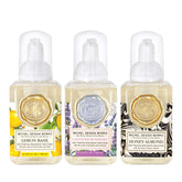 Michel Design Works mini foaming soap Lavender Rosemary bottle offers a calming spa-like hand cleansing.