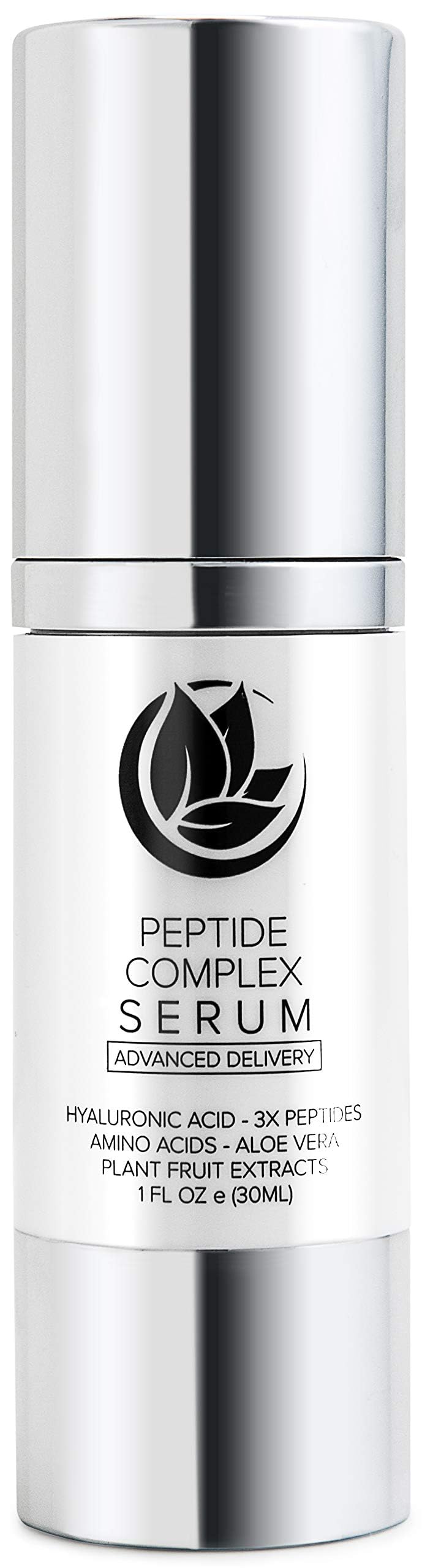 Microderm GLO Peptide Complex Serum bottle shows hydrating vibe for plump skin.