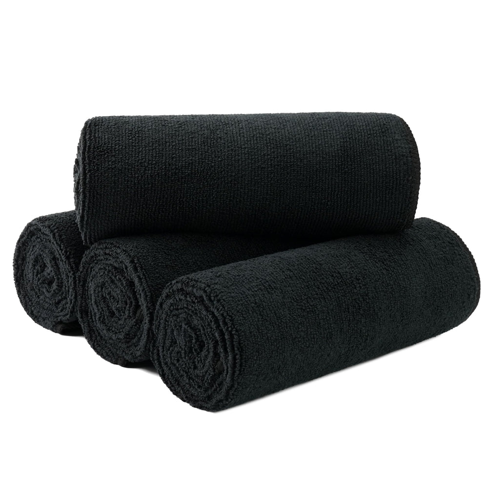 MICROFI microfiber hair-drying salon towel folded shows ultra-absorbent fibers for fast drying.
