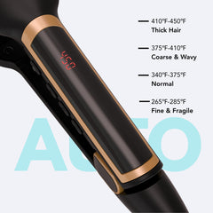 MICSTA Flat Iron digital LCD display shows precise temperature for custom styling.
