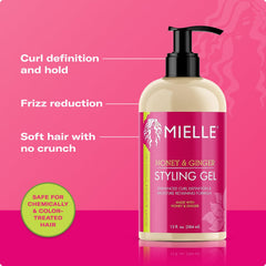 Hands applying Mielle Organics Honey & Ginger Hair Gel for flexible curl shaping