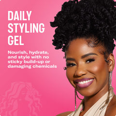 Texture swatch of Mielle Organics Honey & Ginger Hair Gel for smooth hold