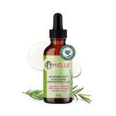 Mielle Organics Rosemary & Mint Hair Oil bottle closeup showing scalp nourishment