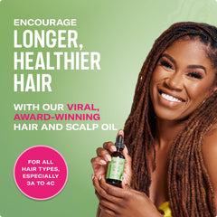 Mielle Organics Rosemary & Mint Hair Oil bottle pour highlights easy application