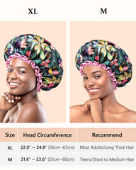 Mikimini shower cap elastic band closeup shows flexible fit for long hair