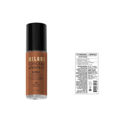 Milani Conceal and Perfect Chestnut swatch showing shade match and natural finish