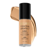 Milani Conceal + Perfect en envase, cobertura rápida para tono uniforme.