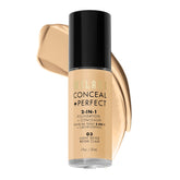 Milani Conceal + Perfect liquid foundation Light Beige bottle ready for everyday flawless coverage.