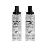 Milani Make It Last Original bottle closeup shows Niacinamide hydration for a natural finish.