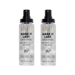 Milani Make It Last Original bottle closeup shows Niacinamide hydration for a natural finish.
