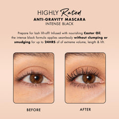 Milani Mascara Applied lashes demonstrating lift and length without clumps.