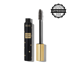 Milani Mascara tube and wand in use for clean, smudge-free wear