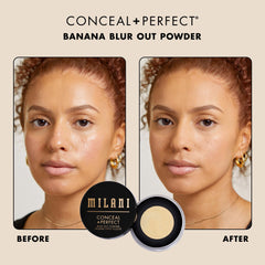 Milani powder brush applying a thin layer for a light no makeup look.