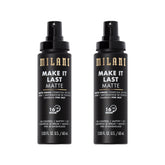 Milani setting spray primer bottle close-up showing matte finish for oil control