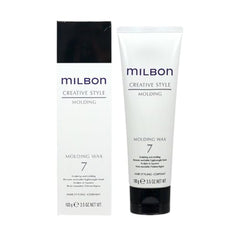 Milbon Molding Wax #7 application shot shows hands shaping hair with a reworkable finish.