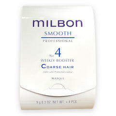 Milbon Smooth No. 4 weekly booster vials close-up for coarse-hair conditioning