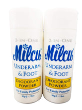 Milcu deodorant powder bottle close-up highlighting long-lasting freshness.