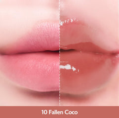 MILKTOUCH Jelly Fit Lip Tint Fallen Coco packaging display emphasizes travel-friendly tube.