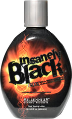 Millennium Tanning Insanely Black 60x bottle demonstrates a potent bronzing formula for deeper color.
