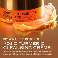 mimmua kojic acid turmeric cleansing creme sorbet texture melts on skin while dissolving sunscreen