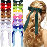 Mimorou silk satin hair bows in assorted colors for everyday outfits