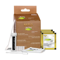 MinaiBrow Golden Brown color powder applied for natural spot coloring with a gentle finish.