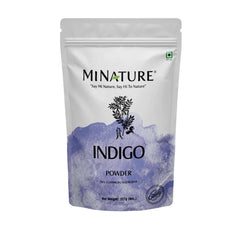 Mi Nature Indigo Leaf Powder jar showing pure tint for dark hair color.