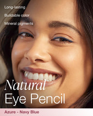 Mineral Fusion Eye Pencil Navy Blue Azure application demonstrates smooth glide for precise lines