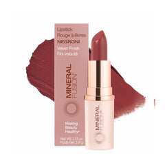 Mineral Fusion Lipstick Negroni packshot shows vibrant satin color and long-lasting wear