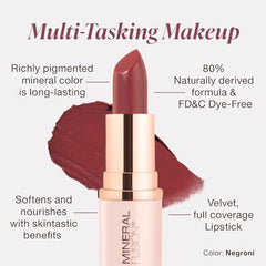 Mineral Fusion Lipstick Negroni swatch reveals buildable color and hydrating texture