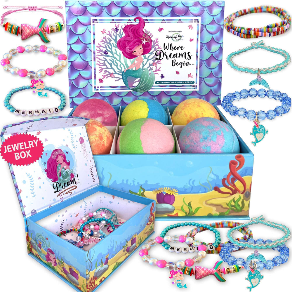 Mineral Me California Mermaid Bath Bombs color water for kids' bath time fun and scent