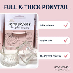 Mini Pony Popper high ponytail shows secure volume and height.