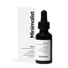 Minimalist retinol serum bottle in UV-protected packaging signals stability for anti-aging use.