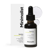 Minimalist Squalane amber bottle showcases plant-based moisturizer for daily hydration.