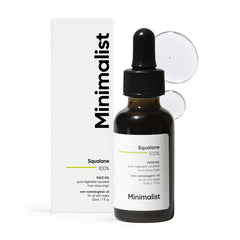 Minimalist Squalane amber bottle showcases plant-based moisturizer for daily hydration.