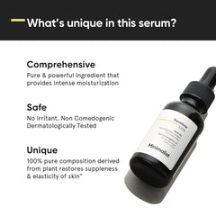 Minimalist Squalane drop highlights lightweight texture for quick application.