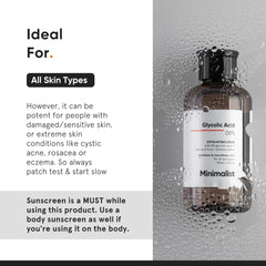 Minimalist toner applied to body for smoother skin.
