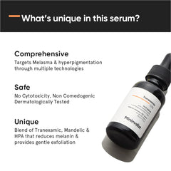 Minimalist Tranexamic Acid Serum application drops illustrate nightly-use routine.