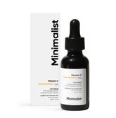 Minimalist vitamin c serum bottle highlights brightening and hydration benefits